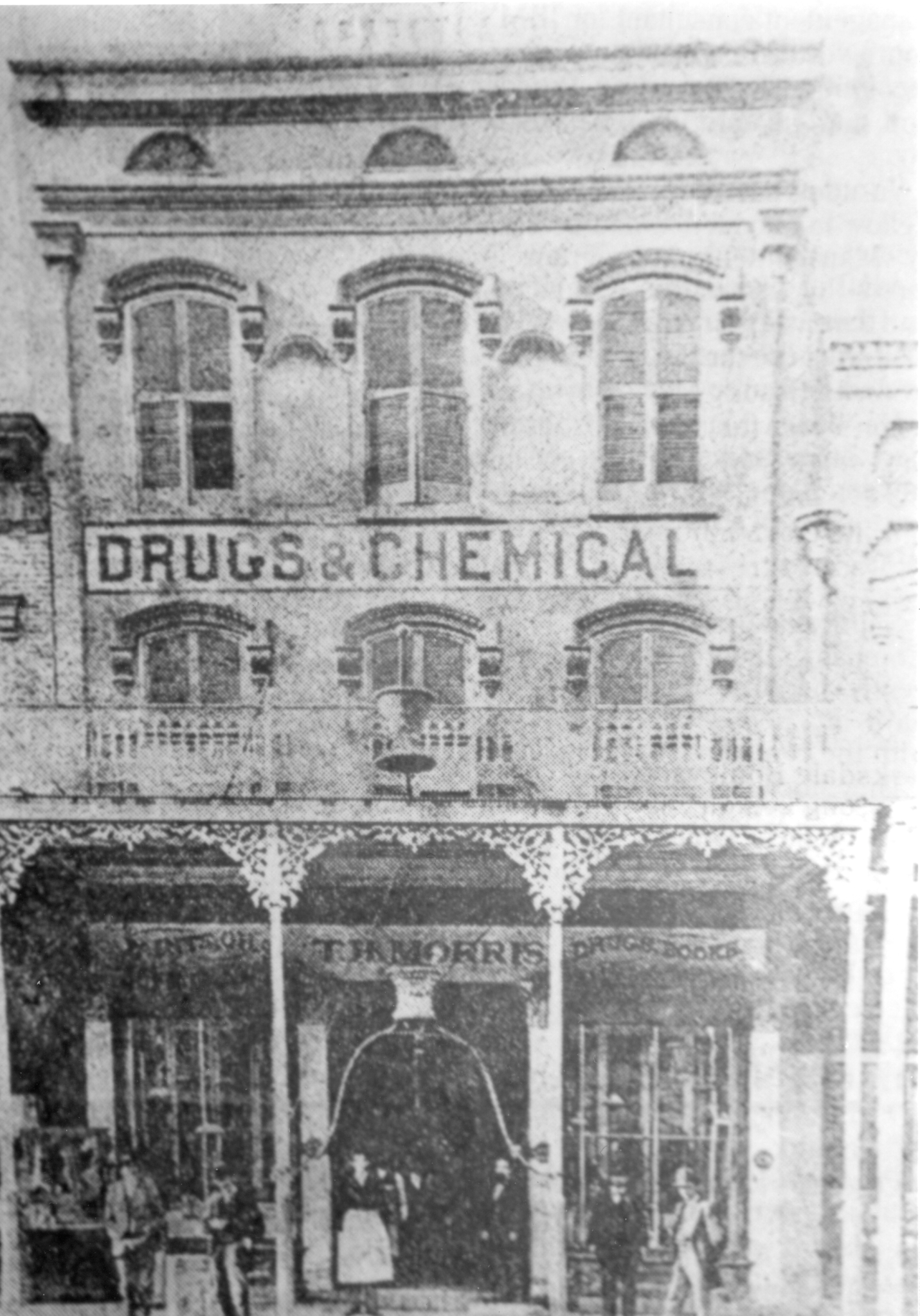 old photo of TH Morris drug store in Shreveport, Louisiana 