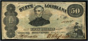 Confederate war bond for the state of Louisiana.